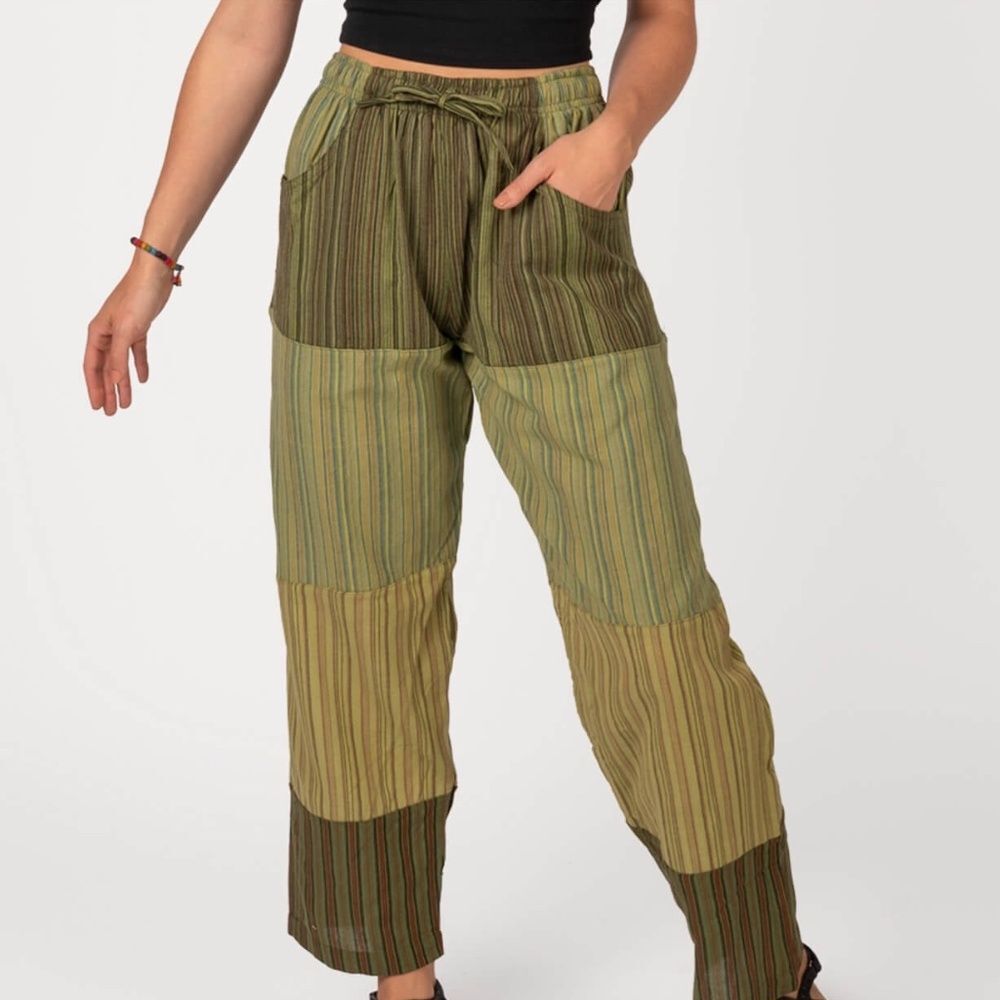 Soul Flower Ethically Created Patchwork‎ Stripe Pants Sz M